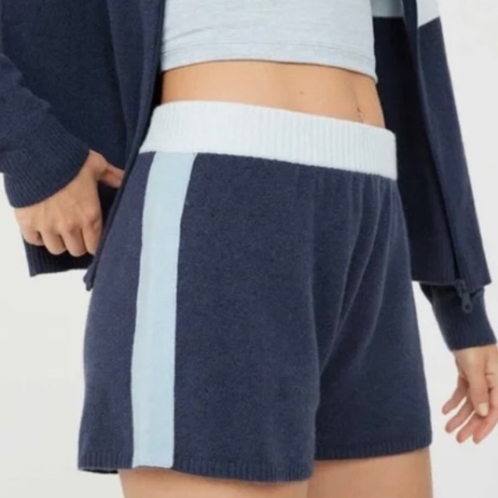 NWOT AERIE Navy & Blue Striped Track Shorts